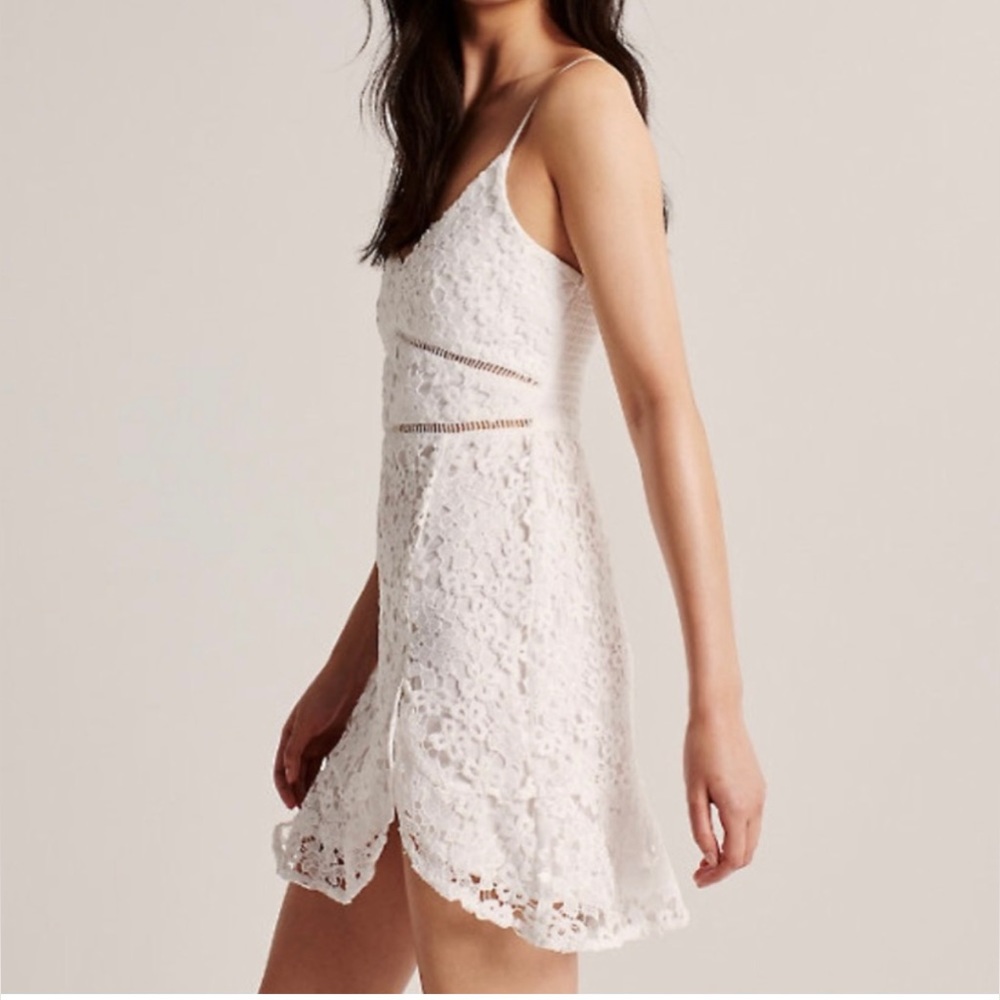 Abercrombie & Fitch Women Size Xtra Small White Lace Spaghetti Strap Short Dress